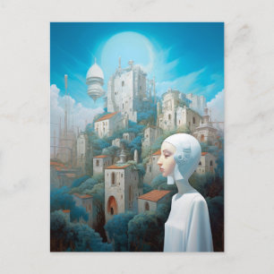 Carte Postale L'art futuriste de science-fiction de la ville