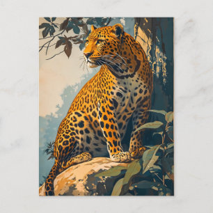 Carte Postale L'art léopard vintage