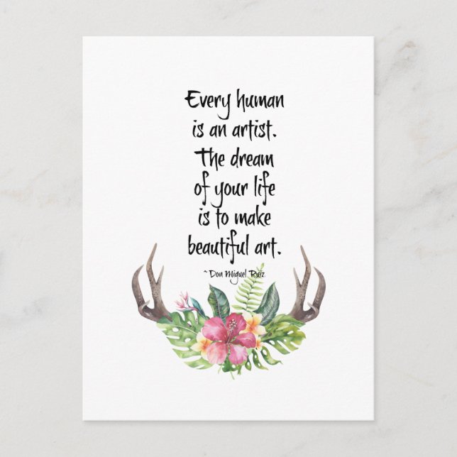 Carte Postale L'artiste humain Don Miguel Ruiz Citation (Devant)