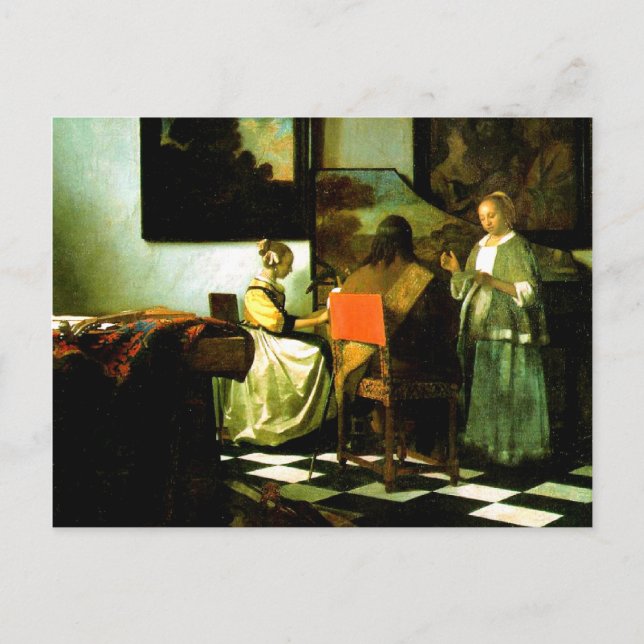 Carte Postale L'Artiste Néerlandais Vermeer Peint Le Concert (Devant)