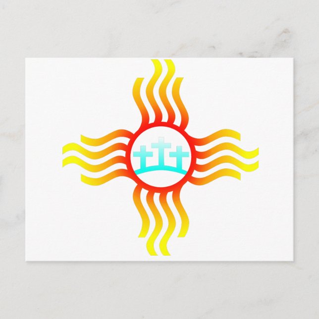 Carte Postale Las Cruces Nouveau Mexique Zia avec trois crosse (Devant)