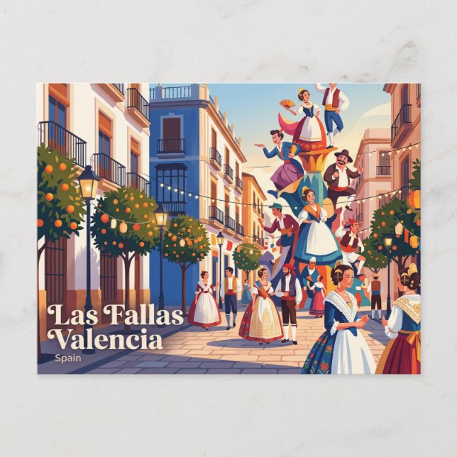 Carte Postale Las Fallas Valence Espagne (Devant)