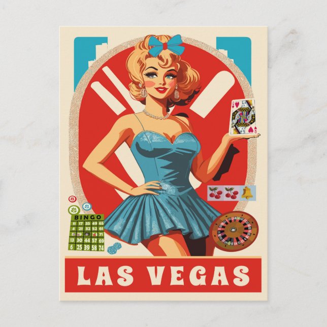 Carte Postale Las Vegas, Femme avec cartes, Voyage (Devant)