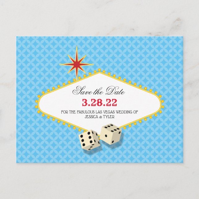 Carte Postale Las Vegas Marquee Save the Date Aqua (Devant)
