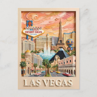 Carte Postale Las Vegas Nevada Impasto Vintage Monuments de Voya