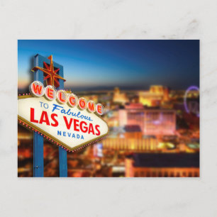 Carte Postale Las Vegas, Nevada panneau devant une ville, photo