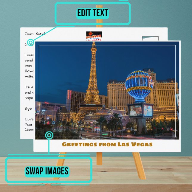 Carte Postale Las Vegas Strip Lights à la nuit (Please enjoy our postcard)