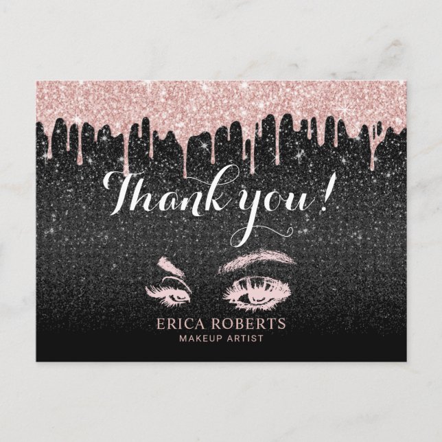 Carte Postale Lashes Maquillage Artiste Rose Gold Drives Beauté  (Devant)