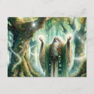 Carte Postale L'Assistant Casts Spell Protection sur la forêt