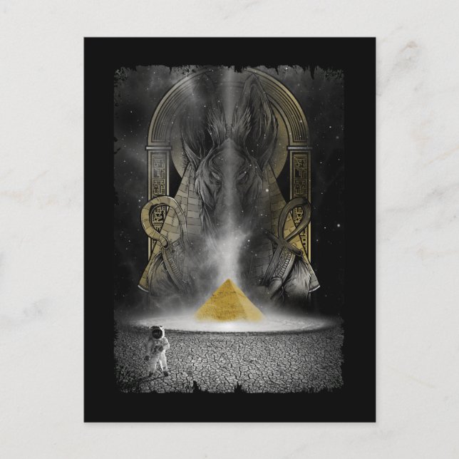 Carte Postale L'astronaute de la lune, Pyramide égyptienne Anubi (Devant)