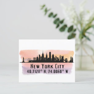 Carte Postale Latitude et longitude de New York