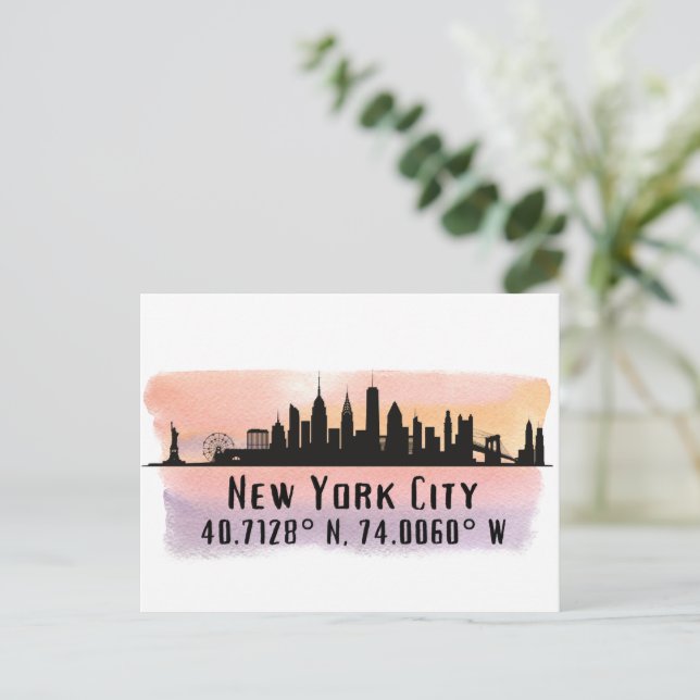 Carte Postale Latitude et longitude de New York (Debout devant)