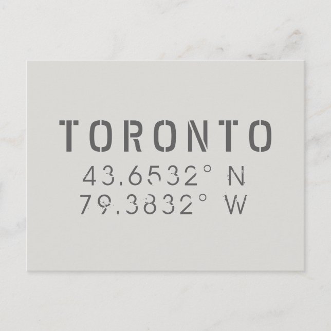 Carte postale Latitude Toronto Longitude (Devant)