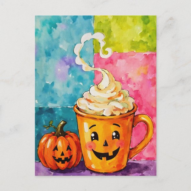 Carte Postale Latte d'épice Citrouille d'Halloween (Devant)