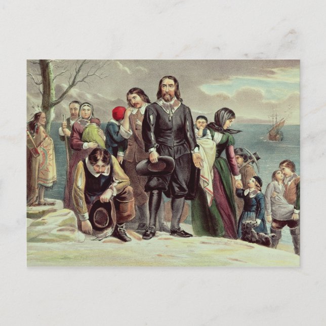 Carte Postale L'atterrissage des pèlerins à Plymouth (Devant)