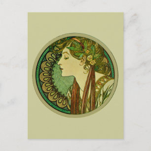Carte Postale Laurel, Alphonse Mucha Art nouveau