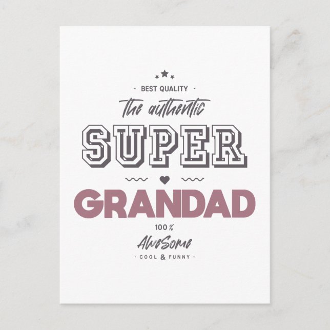 Carte Postale L'authentique super grand-père (Devant)