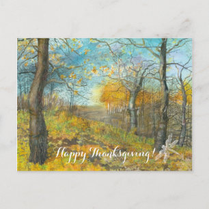 Carte Postale L'automne doré dans une aquarelle en chênaie