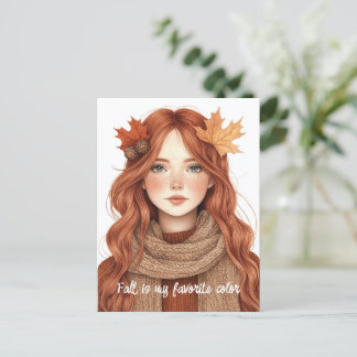 Carte Postale L'automne est ma couleur préférée mignon