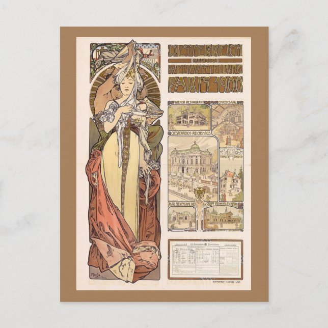 Carte Postale L'Autriche d'Alphonse Mucha à l'Expo Mondiale (Devant)
