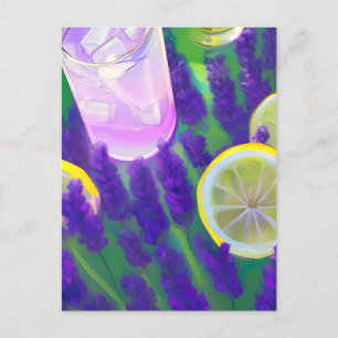 Carte Postale Lavande Lemonade avec lavande et citrons