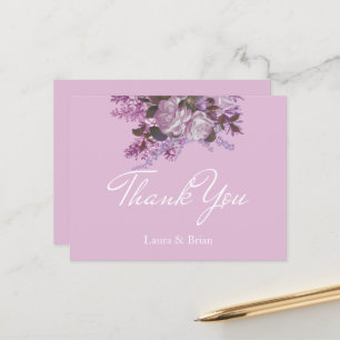 Carte Postale Lavande, Lilas, Roses, Remerciements de Mariage