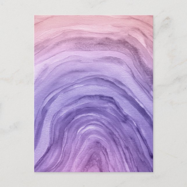 Carte Postale Lavande Purple Agate Abstrait Aquarelle Art (Devant)