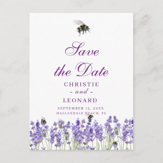 Carte Postale Lavander Purple Simple Enregistrer La Date