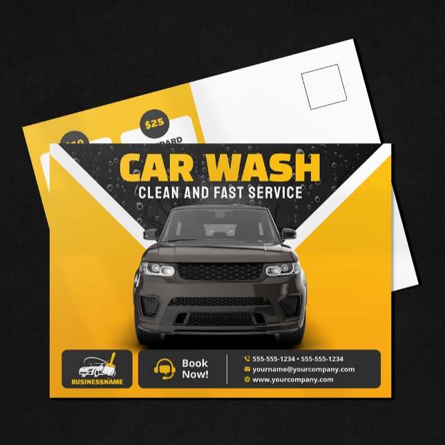 Carte Postale Lave-voiture jaune Détail automatique Lave-voiture (Créateur téléchargé)