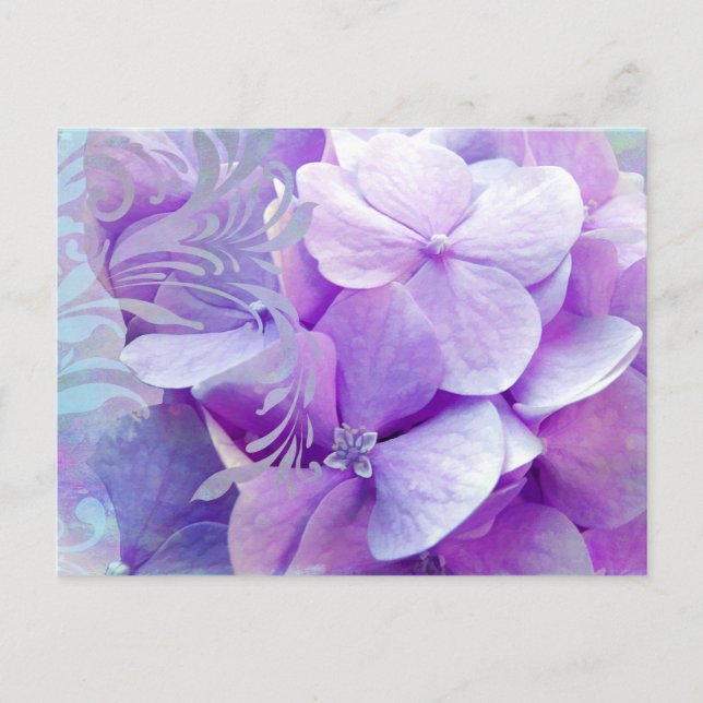 Carte postale Lavender Hydrangea Floral Swirl (Devant)