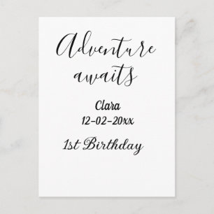 Carte Postale L'aventure attend joyeux 1er anniversaire nom date