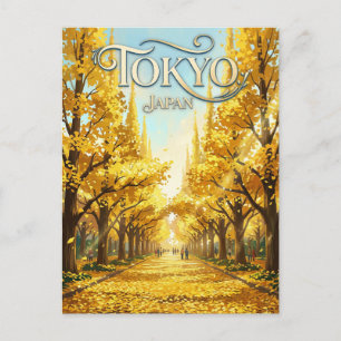 Carte Postale L'avenue Ginkgo Japon