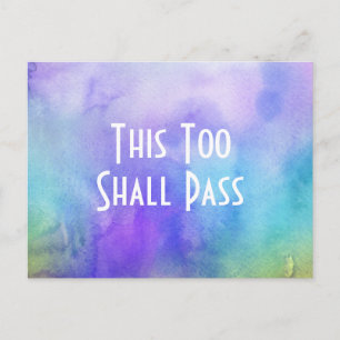 Carte Postale Laver coloré à l'aquarelle "This Too Shall Pass"
