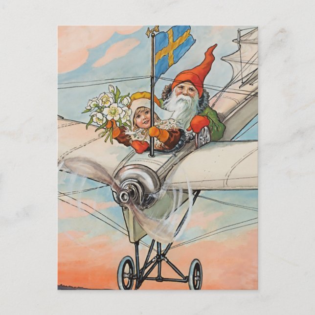 Carte Postale "L'avion de Noël" par Jenny Nystrom (Devant)