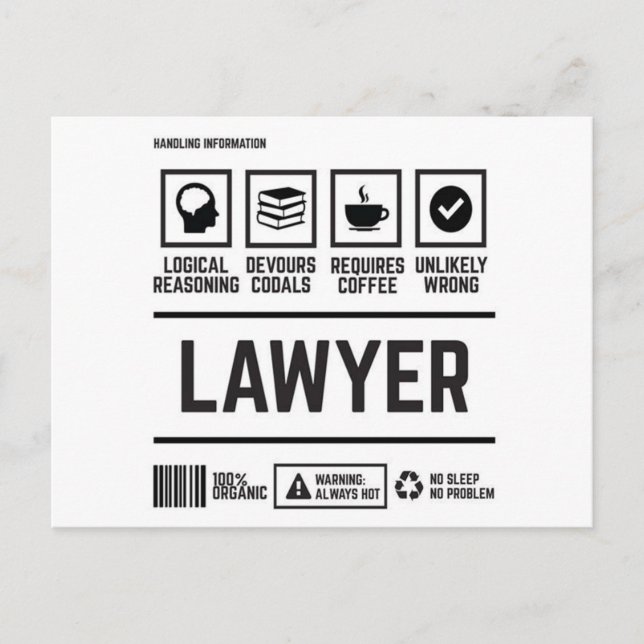 CARTE POSTALE LAWYER LOGICAL RAASONONING ET DÉVOURE LES COOALS (Devant)