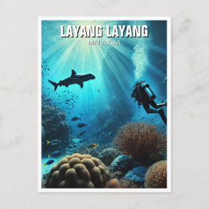 Carte Postale Layang Layang Malaysia Scuba Diver Hammerhead