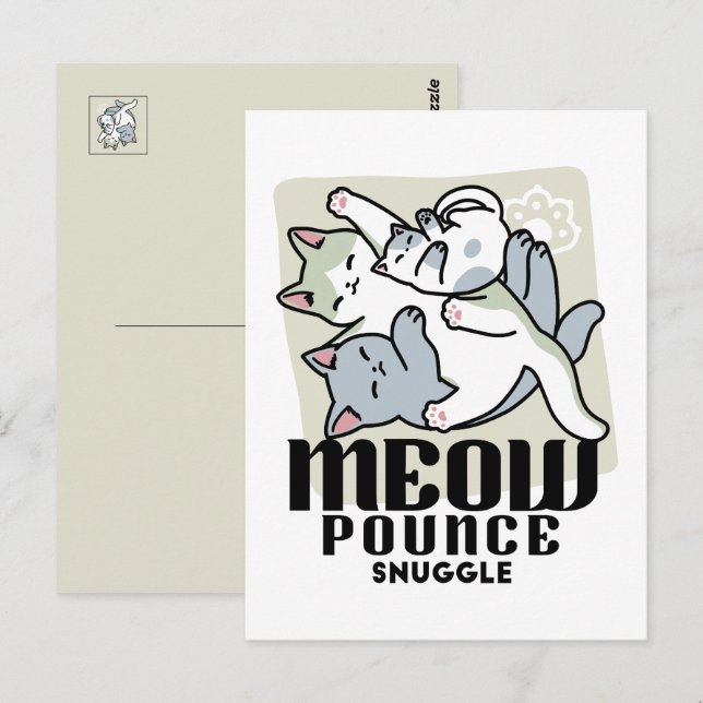 Carte Postale Laze Furr Days - Cute Lazy Cats Design (Devant / Derrière)