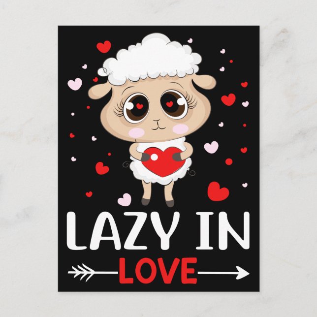 Carte Postale Lazy in Love Sheep pour célibataires de la Saint-V (Devant)