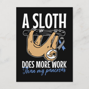 Carte Postale Lazy Sloth Funny Pancreas T1D Diabète