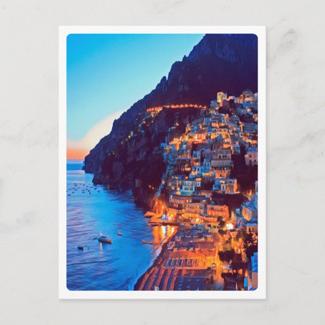 Carte Postale ldp POSITANO Côte Amalfi - coucher de soleil pris  (Devant)