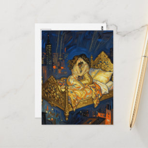 Carte Postale Le Baiser des Amants Lit Magique Au-Dessus de la V