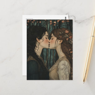 Carte Postale Le Baiser des Amoureux Conte de Fée Vintage