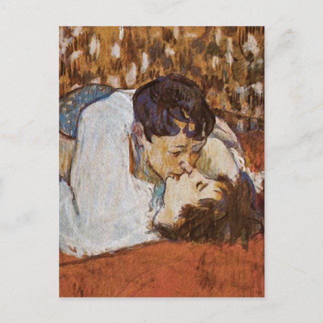 Carte Postale Le baiser - par Henri de Toulouse-Lautrec (Devant)