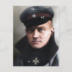 Carte Postale Le baron rouge Manfred von Richthofen 1917 Coloris