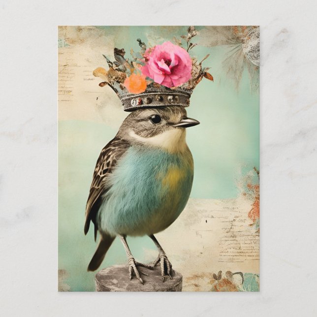 Carte Postale Le Beau Oiseau dans un collage de la Couronne (Devant)