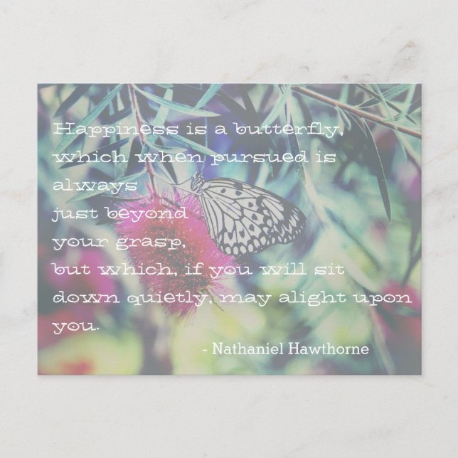 Carte Postale Le bonheur est un papillon - Citation inspirante (Devant)