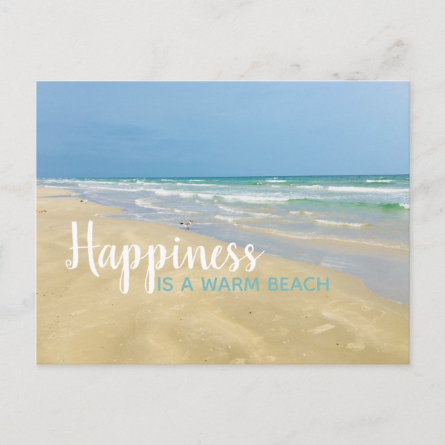 Carte Postale Le bonheur est une plage chaude (Devant)
