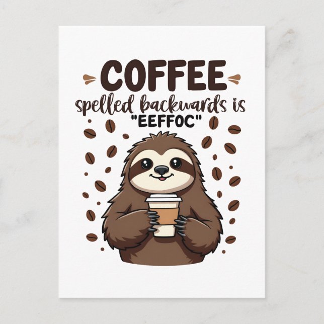Carte Postale Le café épelé vers l'arrière est eeffoC Caffeine S (Devant)