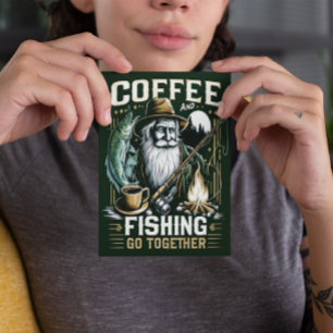 Carte Postale Le café et la pêche vont ensemble