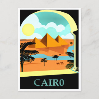 Carte Postale Le Caire, affiche de voyage vintage en Egypte